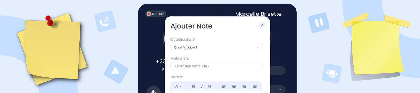 Illustration montrant un manager utilisant des notes et l’écoute en temps réel pour améliorer la qualité des interactions clients